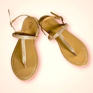 Candie’s Gold Strappy Sandals